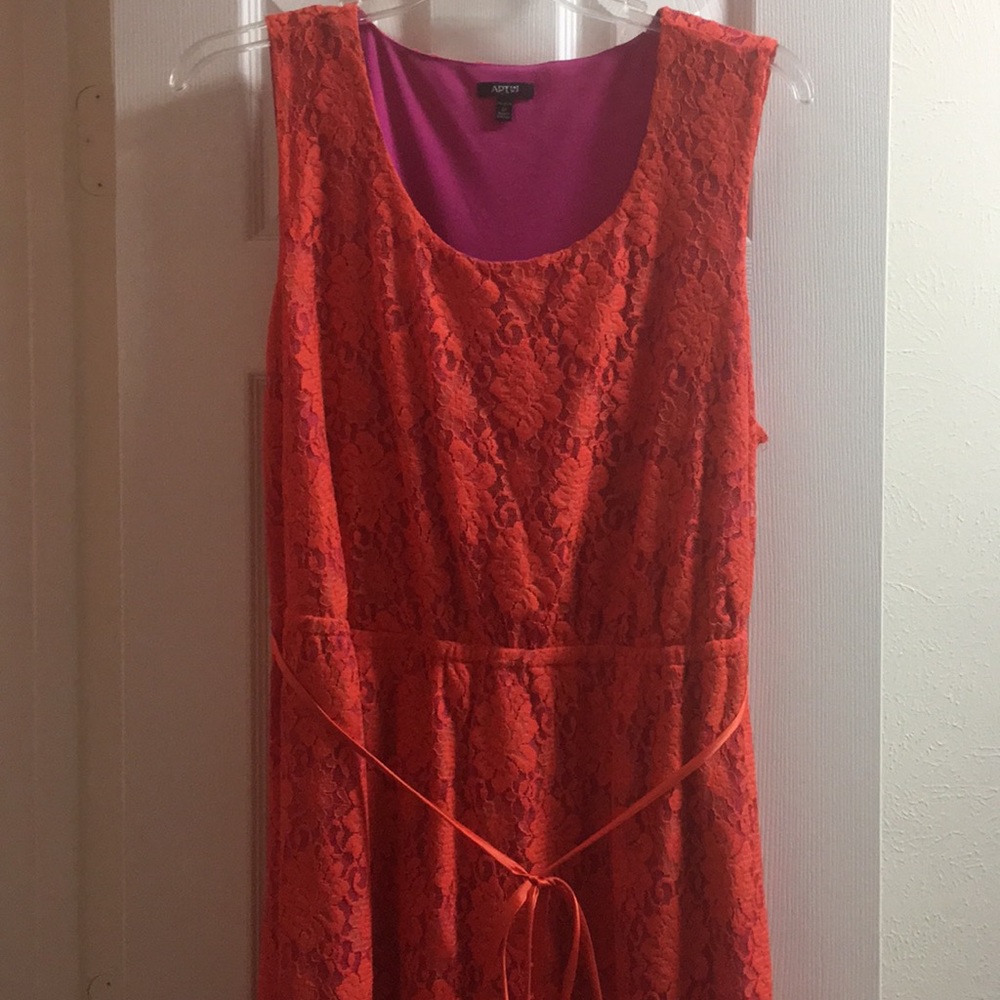 Orange Lace with Pink under dress